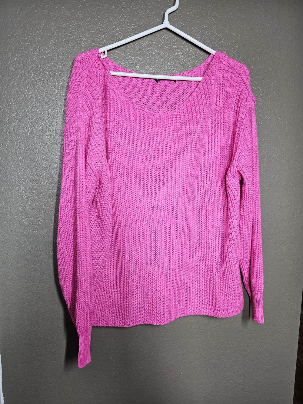 SHEIN Bright Pink Scoop Neck Knit Sweater